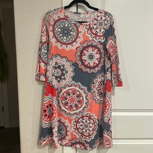 Flower Pattern Dress - Size Medium - Long Sleeve